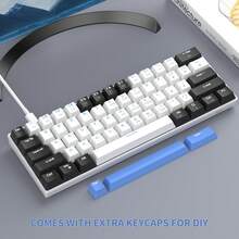 MageGee Star61 Mini 60% RGB Gaming Mechanical Keyboard 61 Keys Wired USB-C Multi-Device Gaming Keyboard Customizable Keycaps Suitable For Laptop PC Computer Gamers [Black & Blue: Brown Switch] - Black and white blue (Brown Switch) - View 3