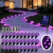 UMEUC 30LED Outdoor Solar Ground Lights, IP44  Weather-Resistant Pathway Lights For Garden Walkway, 800 MAh Yard, Patio, Camping, Party, Wedding, Festival Decorative Landscape Lighting - 紫色 - 查看 1