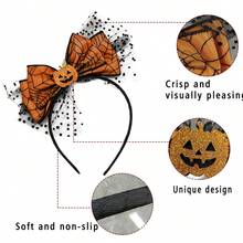 Diadema de Calabaza de Acción de Gracias - Accesorio para el Cabello con Tema de Otoño con Lazo de Encaje Amarillo; Adecuado para Fiesta de Navidad, Cumpleaños, Cosplay y Accesorios para Fotos; Accesorio para el Cabello para Mujeres y Niñas; Accesorio para el Cabello de Halloween. - Arco - Ver 5