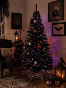 1pc Black Halloween Decorative Tree, Tree Body Only Without Hanging Lights, Black Christmas Tree, Black Holiday Tree, Artificial Pine Needle Tree, Faux Black Pine Tree, Black Pine Branch Tree, Black Tree-Shaped Ornament, Standing Floor Tree, Tree With Stand - Black Tree - View 12
