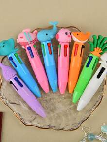 6 Buah Pulpen Mini Tarik Motif Hewan Laut Aneka Warna, Gaya Acak, Dengan Berbagai Elemen Hewan Laut Seperti Walrus/Kura-kura/Lobster - MultiWarna - View 8