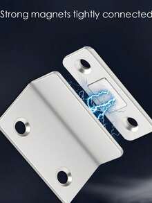1pc Alloy Magnetic Door Catch Latch - Invisible Strong Adhesion, No-Drill Mount, Seamless Release - Ideal For Cabinets, Wardrobes, Sliding Doors - Home Improvement Hardware, Effortless Setup, Compact, Efficient Design - 2pcs/Set, Silver - A - View 4