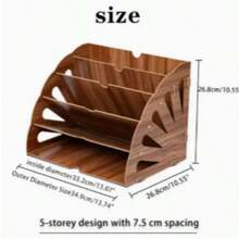 Fan-Shaped Wooden Bookshelf Organizer Multi-Layer A4 Document Storage Rack For Office And Home Stylish Desk File Organizer(Brown) - View 6