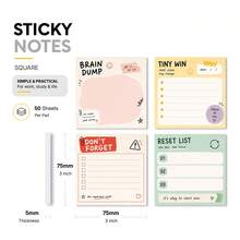 1pc Random/4pcs Aesthetic Pastel To Do List Sticky Notes, Cute Positive Slogan With Checkbox,"Brain Dump, Tiny Win, Reset List ,Don't Forget ",Suitable For Planner Journal Office School, Motivational Stationery Gift For Students Workers - one-size - View 10