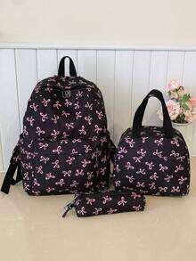 Versatile Fashion Women's Bowknot Print Double-Back Combination Bag Student Backpack - Multicolor - View 6