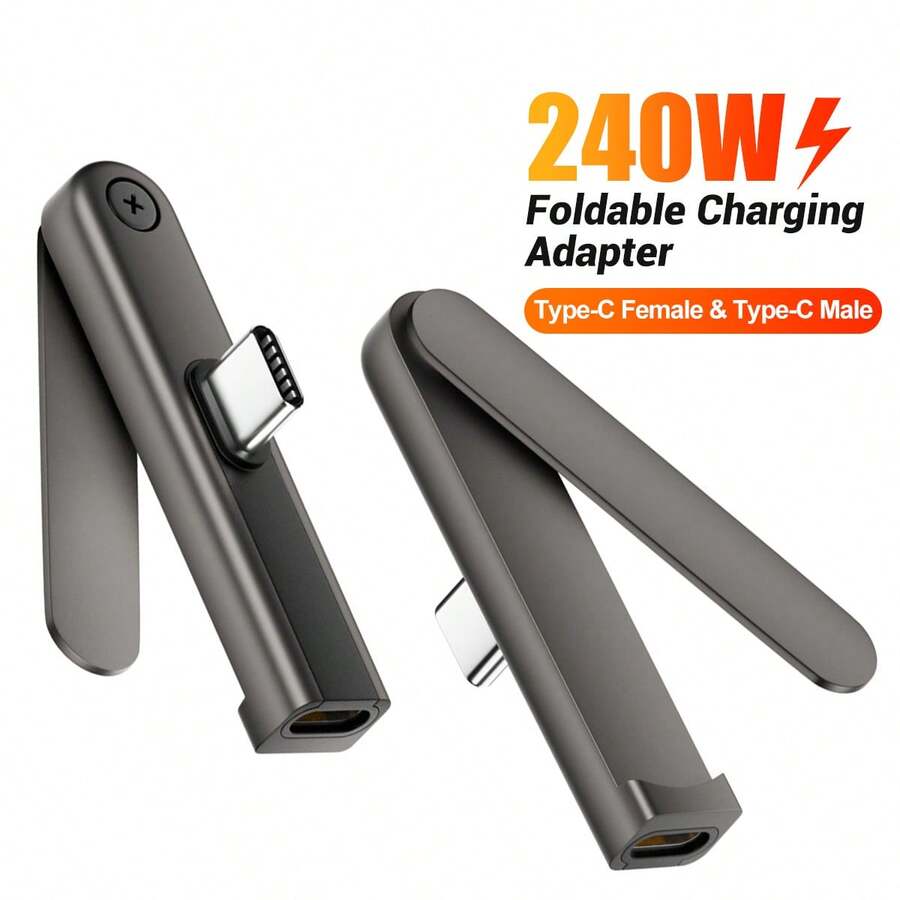 2合1可折疊支架快充適配器,最大 240W Type C 支架適配器,240W C to C 快充數據線支架適配器,可折疊支架 Type C to Type C - 單支架 - 查看 1