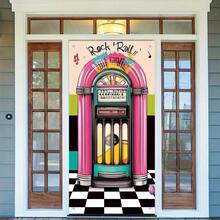 2D Flat, 2D Jukebox Door - Vintage Style, Suitable Birthday, Housewarming, Anniversary Party Decorations, Jukebox-Themed Retro Design Decoration, No Electricity Required, Suitable Various Celebrations, 2D Flat - B - View 7