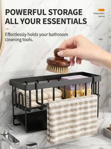 Kitchen Sink Caddy,Space Saving Countertop Sink Storage Organizer, Multi-Scene Usable For Kitchen Sink Counter,Separated Storage Zones To Classify Cleaning Gadgets,Towel Bar Design For Hanging Hand Towels,Easy-To-Remove Drip Tray For Quick Cleaning - Multicolor - View 8