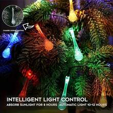 1PC 5M20LED/7M50LED Solar Water Drop String Lights - Waterproof LED Fairy Lights With 8 Lighting Modes For Garden, Pathway, Patio, Garden, Yard & Party Decor - Solar Water Droplets - View 7