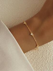 1 pieza Pulsera de plata de ley S925 con corazón suave y fresco para mujeres, joyería de mano de cadena delicada de lujo ligero y moda de alta gama, pulsera minimalista personalizada con pequeño corazón para fiesta, viaje, desplazamiento, uso versátil - Amar - Ver 8