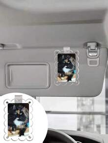 Nuova molletta magnetica per foto da parasole auto, cornice magnetica trasparente in acrilico universale per frigorifero, molletta per cornice foto da parasole auto, cornice foto personalizzata fai-da-te per decorazione auto, regalo per coppie, molletta per cornice foto commemorativa per animali domestici e famiglia - onda - Visualizzare 9