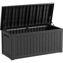 270 Gallon Large Resin Deck Box Waterproof Outdoor Storage Bin, Lockable Container For Patio Furniture Garden Shovel Tools Pool Accessories, Black - Black - View 1