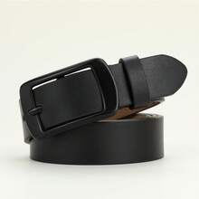 Women Vintage Color Block PU Leather Pin Buckle Belt Four Seasons Daily Wear Jeans Matching Accessory - Black - View 11