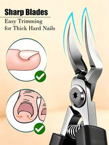 1pc Sharp Stainless Steel Ingrown Toenail Clipper, Pedicure Tool For Thick And Hard Toenails - Black - View 4