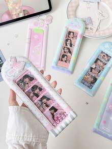 1pc Sweet Girl Cute Music Note Life 4-Grid Card Holder Student Transparent Hollow Display Pendant Photo Card Holder, Cute Eye-Catching Backpack Anti-Lost Charm - Note - View 8