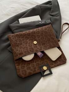 Women's Clutch Bag, Fashionable Leopard Print Small Square Bag, Flap Handbag - Coffee - View 5
