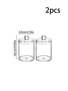 浴室與梳妝台收納整理套組 PS 塑料透明棉花罐容器附矽膠托盤，檯面化妝收納架，適用於浴室洗手台與梳妝台 - 多色 - 查看 11