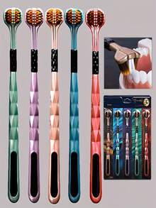 1pc Ultra Soft Adult 3-Sided Toothbrush (Random Packaging), Multi-Functional & Portable - Soft Bristles, Exquisite Gift Suitable For Men And Women - Multicolor - View 1