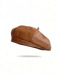 1pc Women's Black PU Leather Beret, Popular Style In Saudi Arabia, Elegant Women's Accessory - Black - View 8