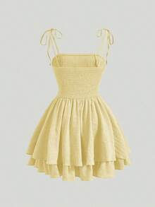 Vestido femenino con hombro descubierto, detalle de nudo y plisado elegante - Negro - Ver 6