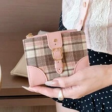 條紋女款極簡主義高級多格雙折錢包 ID 持卡夾卡片夾零錢包 - 彩色 - 查看 4