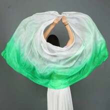 1pc Gradient Rainbow Multicolor Faux Silk Belly Dance Hand Veil, Soft Flowy Gradient Color Dance Scarf, Lightweight Dance Accessory For Women, Perfect For Belly Dance Practice, Stage Performance, Party Show, Carnival, Festival Costume Decoration - Multicolor - View 10