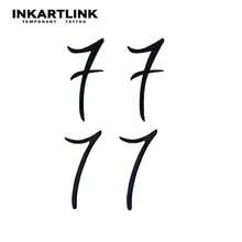 INKARTLINK 1入 數位「7」K-Pop偶像應援裝飾貼紙，臨時防水身體彩繪紋身貼，持效1-2週，植物果汁紋身，男女皆適用，必備派對裝飾 - 黑色 - 查看 4