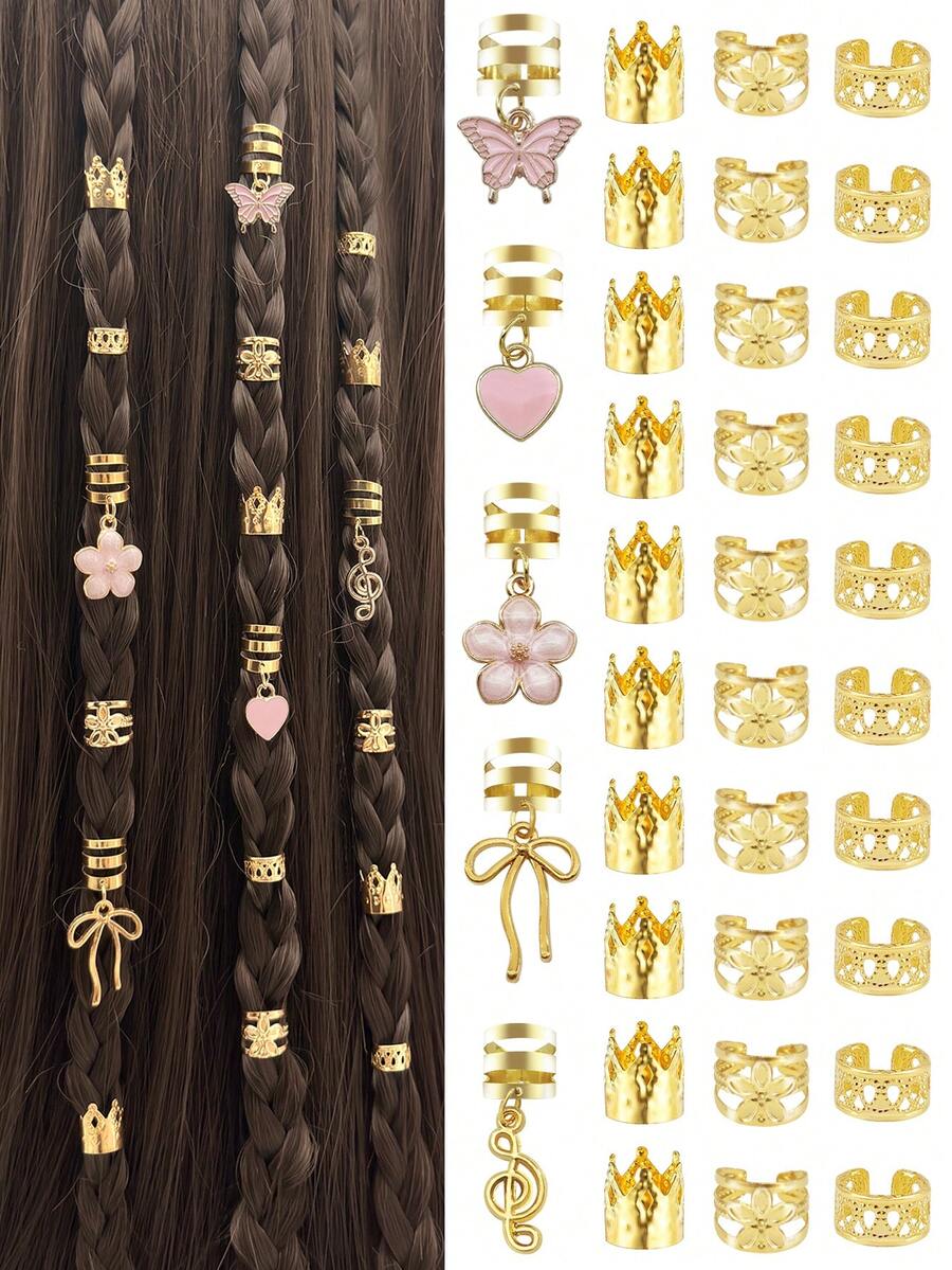 35 buah Jepit Rambut Gelombang Bunga, dengan Kupu-kupu dan Bunga Kamelia Warna-warni, Jepit Rambut Berbagai Bentuk yang Dapat Disesuaikan, Aksesori Rambut Dreadlock Wanita