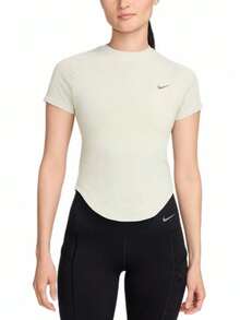 Nike Solid Color Crew Neck Pullover Slim Fit Comfortable Breathable Short-Sleeved T-Shirt For Women, Light Green. - Light Green - View 1