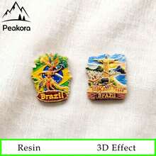 1個巴西風景3D樹脂冰箱磁鐵，嘉年華舞者、里約基督像熱門創意旅遊紀念磁鐵，居家廚房裝飾手工藝品，節慶禮物 - 1PC - 查看 1