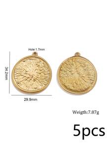 5Pcs 304 Stainless Steel 18K Gold Plated Embossed Textured Oval & Round Pendants DIY Handmade Jewelry Accessories/Waterproof And Fade-Resistant - Pendants - View 16