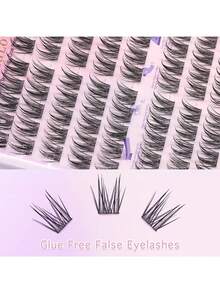 FindLove 90/100簇 C捲度自黏式假睫毛，免膠水直接貼，10-13mm 個別睫毛簇，可重複使用，自然柔軟長效，日韓風分段式假睫毛，附黏膠 - C - 查看 4