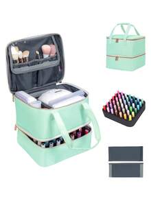 42 Bottle + Nail Polish Organizer Handheld Double Layer Organizer Tote Bag For Girls And Women Nail Art, Essential Oil, Cosmetic Set Daily Travel Use - Multicolor - View 14