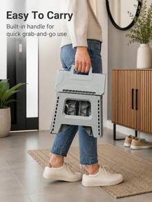 Minimalist Folding Stool With Easy Hand Carry Handle Premium Plastic Portable Stool For Adults And Teens Sturdy Build Foldable Stool Perfect For Indoor Seating And Party Use Strong Square Base Outdoor Furniture Camping Essentials Picnic Essentials - Multicolor - View 4