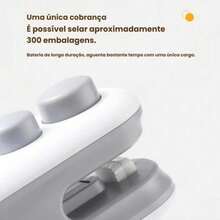 Mini Máquina Seladora Portátil 2 Em 1 Saco Plástico Embalagem USB - Branco - Visão 4