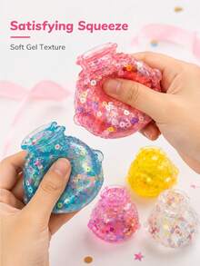 Colorful Bun-Shaped Squishy Toy Set, Bubble Cube And Glitter Money Bag Squeeze Toys, Soft Sensory Touch, Stress Relief Fidget Toys For Kids And Teens, Gift Bags, Party Prizes, School Rewards, Travel Play And Sharing - Multicolor - View 5