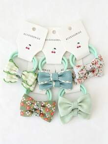 10pcs Pastoral Style Assorted Fabric Bow Headbands Hair Accessories, Suitable For Children - Multicolor - View 17