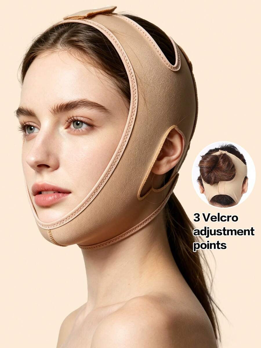 1pc Women's Face Mask Facial Bandage Sleep Mask Suitable For Daily Wear - Apricot - View 1