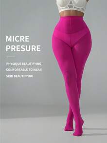 1 Pair Women's Fashion Rose Red 80D Opaque Pantyhose, High Elasticity Soft Comfy Tights For JK Uniform Lolita Suitable For Daily Casual Party Wear - Hot Pink - View 8