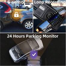 3 Channel 1080P Dash Cam Front And Rear, 1080P Dash Cams For Cars, Car Camera, G-Sensor, Night Vision, With 32GB SD Card - EL-cX500 - View 2