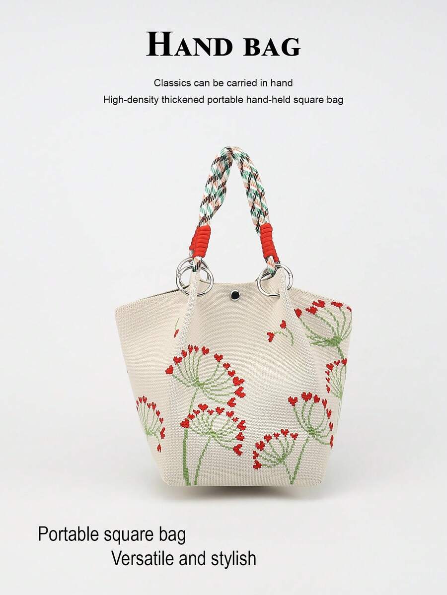Cute Cartoon Multi-Color Knot Bucket Bag, Handheld Tote Bag, Elegant Travel Multi-Function Handbag - Multicolor - View 1
