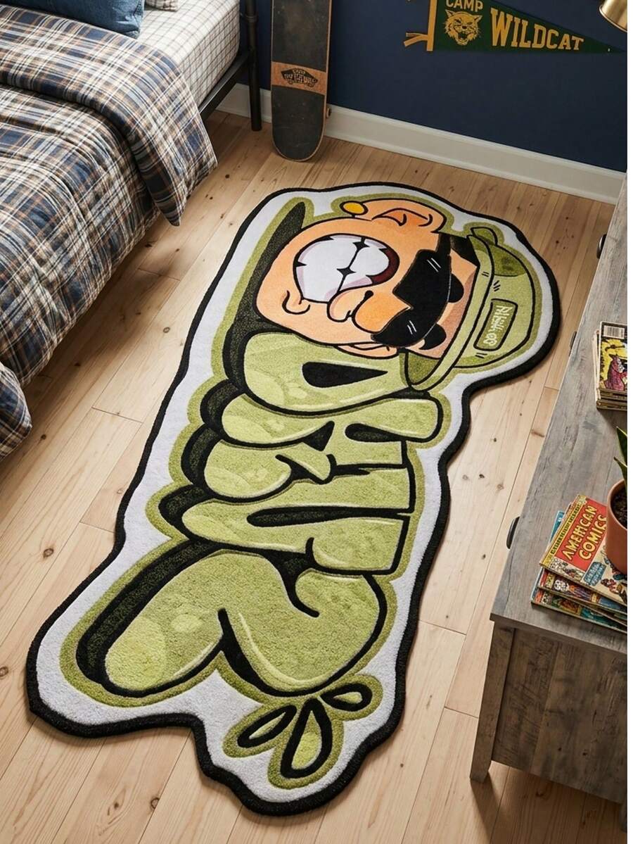 1pc Funny Caterpillar Smiling Face Rug, Living Room Decor, Bedroom Decor, Home Casual Carpet, Decorative Rug, Small Rug, Carpet, Home Decor, Living Room Carpet, Living Room Small Rug, Bedroom Carpet, Living Room Home Decor, Outdoor Rug, Washable Carpet