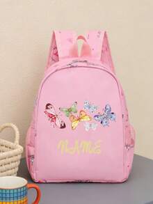 1pc Personalized Back To School Backpack, Casual Cute Butterfly Heart Print, Zipper Closure Nylon Material, Adjustable Shoulder Straps, Hand-Carryable, Suitable For School, Commuting, Shopping, Daily Use. Birthday Gift. - Multicolor - View 14