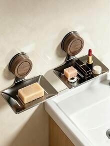Strong Suction Cup Wall-Mounted Soap Holder, No-Drill Rust-Proof Draining Soap Dish, Bathroom Shower Room Use, Kitchen Sponge Storage Rack, Multi-Functional Home Storage Decorative Accessory - Multicolor - View 9