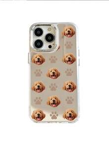 1pc Personalized Paw Print Pattern Customized Pet Design Anti-Hair Shedding Electroplated Shiny Rhinestone Minimalist Phone Case, Compatible With IPhone 17/Air/17pro/17promax/16/15/14/13/12/11 And Other Models, Suitable As A Gift For Friends And Others - Silver - View 7