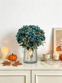 1 pezzo Dahlia artificiale - profumo di fiori artificiali realistici, perfetto per decorazioni natalizie, matrimoni, San Valentino e decorazione della casa, decorazione autunnale, Ognissanti, regalo - Blu - Visualizzare 7
