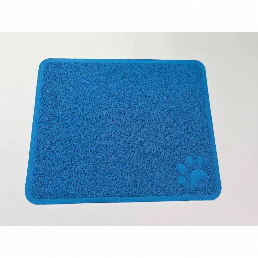Square PVC Cat Litter Mat With Paw Print Embossed Design, Non-Slip Waterproof Litter Trapping Mat, Washable Scratch-Resistant Pet Litter Mat For Cat Litter Box Entrance, Home Use Anti-Tracking Foot Mat, Indoor Cat And Dog Universal Leak-Proof Cleaning Pet Floor Mat - Multicolor - View 1