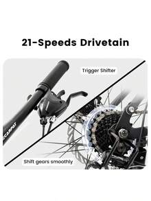 26 Inch Mountain Bike 21-Speed Disc Brakes Durable Frame Front Rear Dual-Shock Absorption Unisex For Commuting Travel School Mountain And City Road Cycling -Does Not Support Self Pick Up - as Pic - View 5