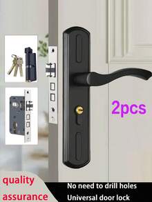 Stainless Steel Door Handle Lock Set - Polished Finish, Easy Installation For Bedroom And Bathroom Doors, Includes 2-Point Security Lock, Adjustable Thread Spacing, Suitable For Home, Bedroom And Dormitory - No Power Or Battery Required, Elegant Design, Includes Installation Accessories, Manual Security | Durable Lock Body | Stainless Steel Material, Home Door Lock - Multicolor - View 12