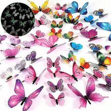 12pcs Fluorescent Butterfly Wall Stickers Outdoor Decor 3D Colorful Realistic Butterfly Decoration - White - View 2